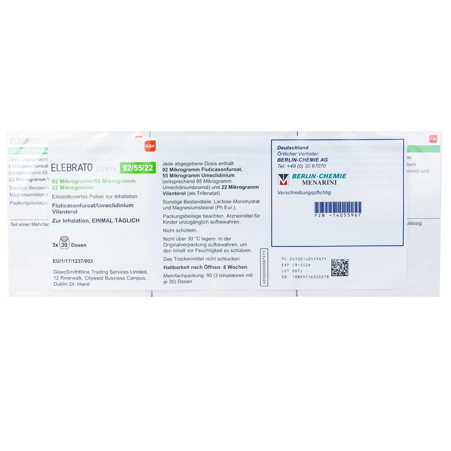 ELEBRATO Ellipta 92 μg/55 μg/22 μg ed.P.z.Inh.30ED